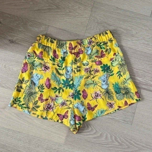 Zara Yellow Jungle Silk Shorts - Picture 3 of 4